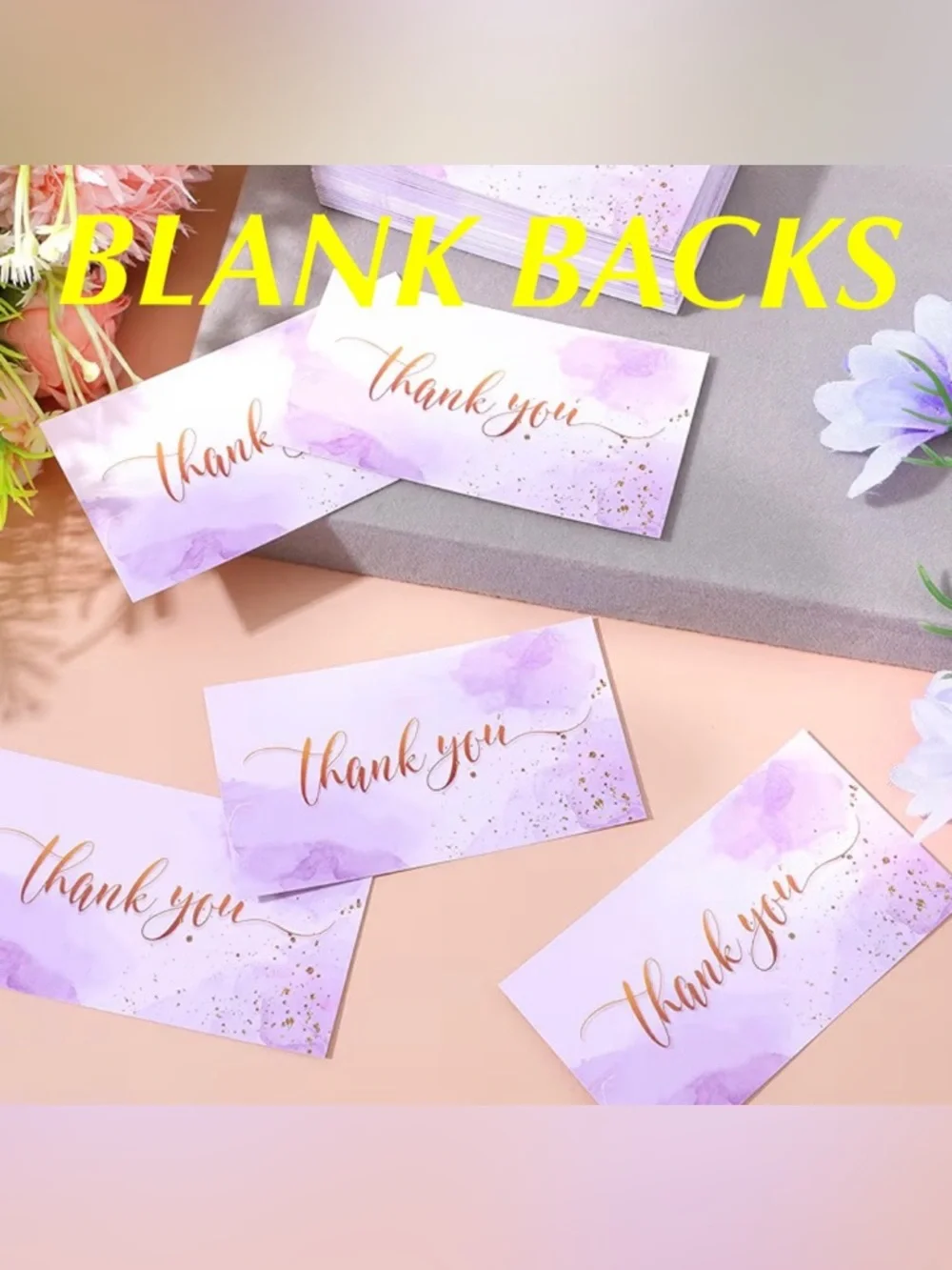 20-COUNT LAVENDER THANK YOU CARDS W/ BLANK BACKS FOR PERSONAL NOTES